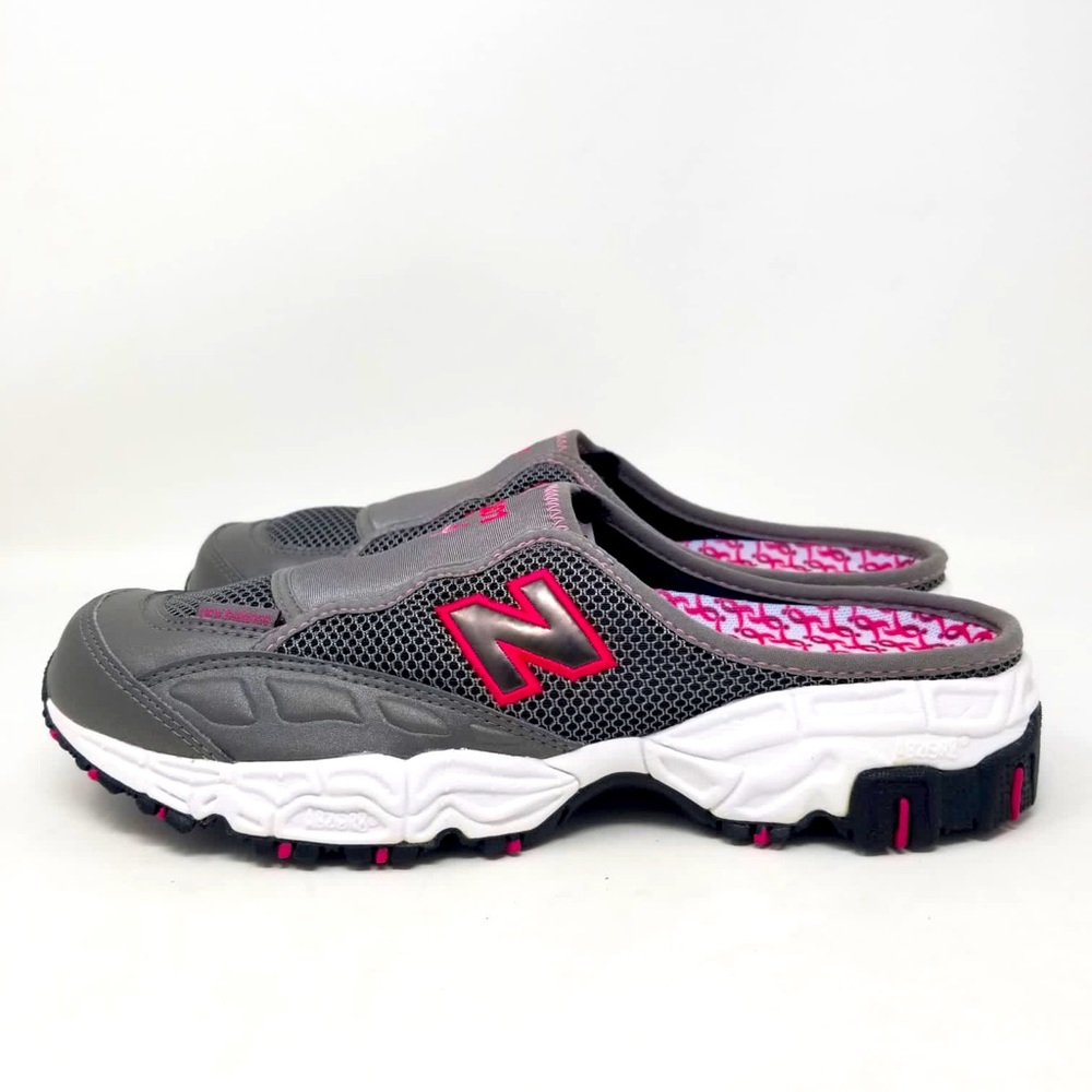New Balance 801 Slip On Athletic Mules Sneakers Grey/Pink WL801PR Women’s Sz 10